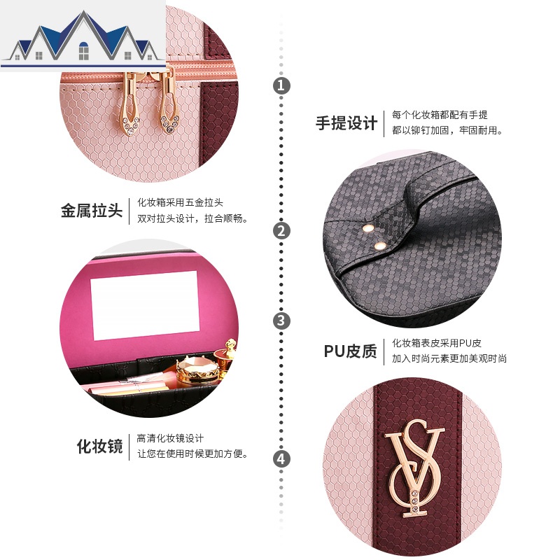 化妆包大容量女便携手提化妆品收纳盒护肤品多功能箱ins风超火 三维工匠收纳包高清大图
