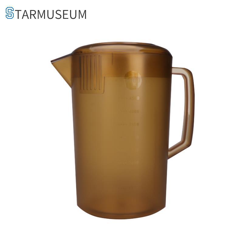 加厚透明pc冷水壶1800ml 可装100度开水 PC亚克力茶色冷水壶果汁扎壶塑料凉水壶耐热大容量家用量杯泡茶壶