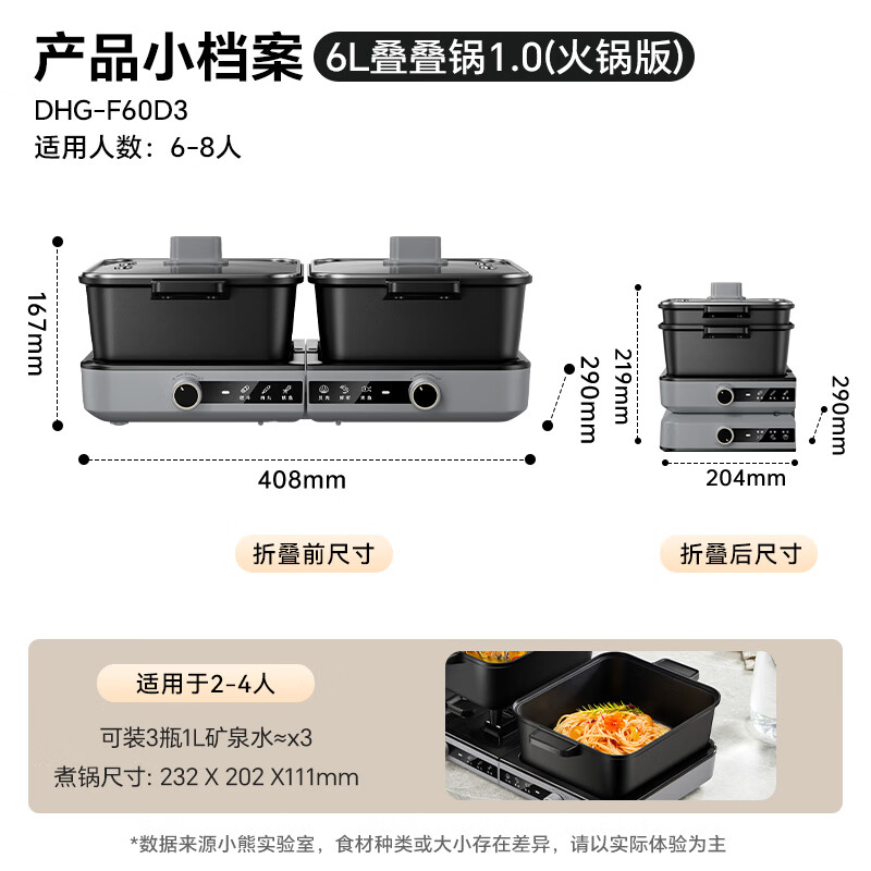 小熊(Bear)多功能锅 火锅专用锅分体式可拆洗家用蒸煮炖煎烤肉高清大图