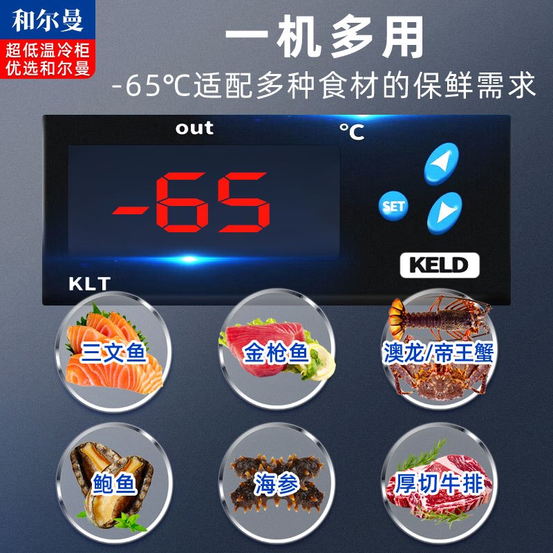 和尔曼 470升零下65度超低温水产冷柜 商用卧式冰柜 -65℃海鲜餐厅日料店金枪鱼商用水产保存箱DW-65W470B