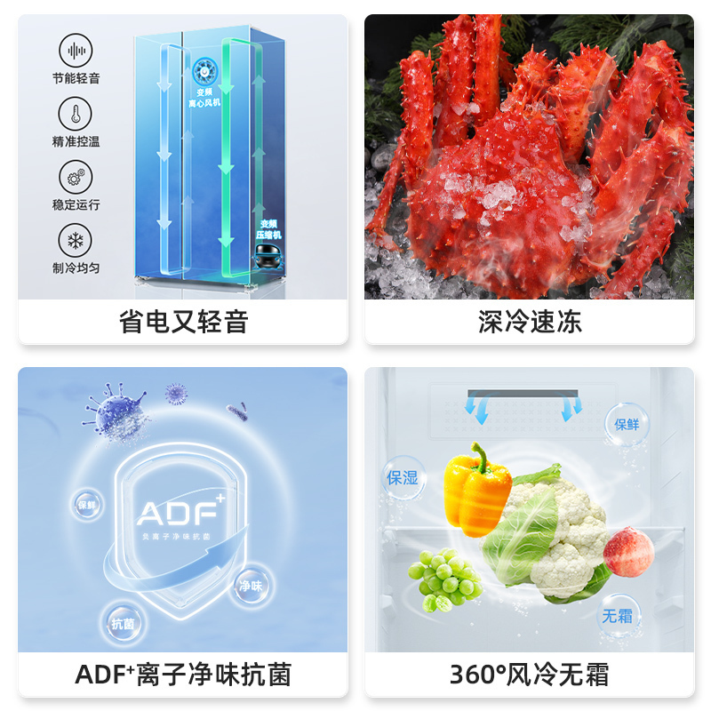美菱(MELNG)531升对开门冰箱苏宁自营 变频节能风冷无霜超薄家用净味双开门电冰箱大容量换新BCD-531WPCX高清大图
