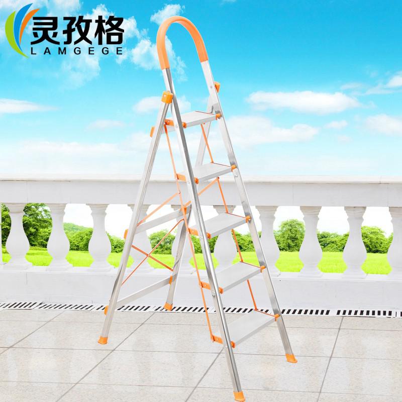 家用梯子铝合金加厚折叠人字梯 四步梯步步高伸缩工程梯子 三维工匠 T01A四步梯(铝合金)高清大图