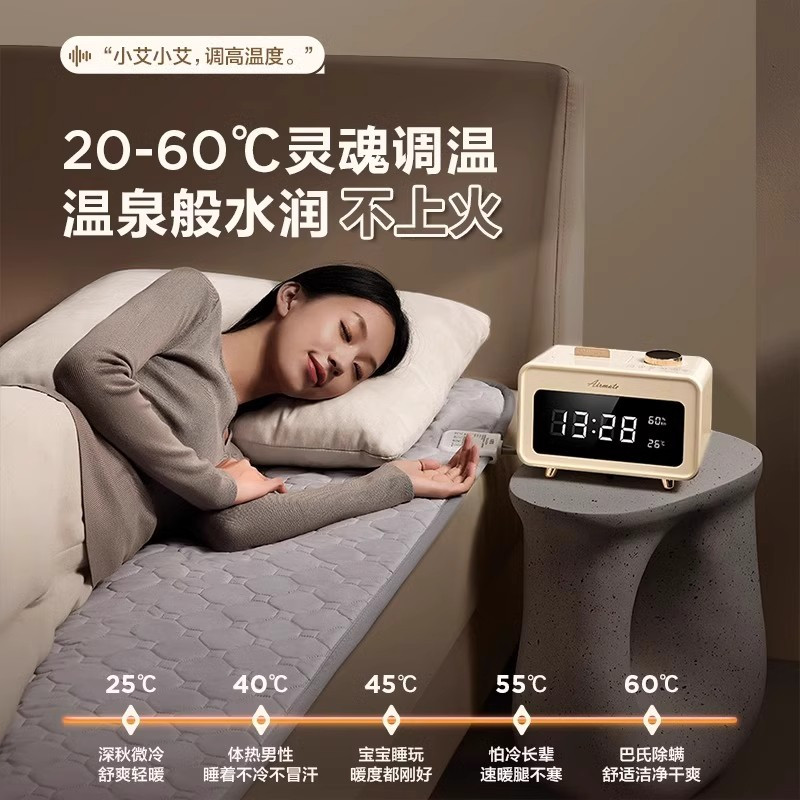 艾美特水暖毯水暖电热毯2024新款双人石墨烯水循环家用水热电褥子 [双人]标准智能 烘被祛湿 加厚高档毯180*150
