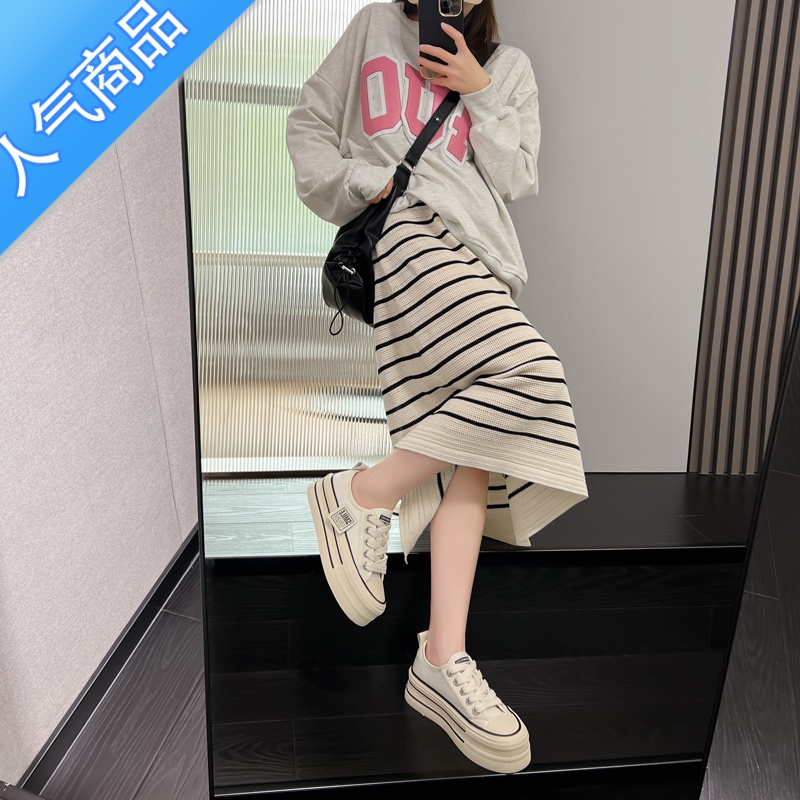 SUNTEK增高6cm5cm帆布鞋女春夏新款系带百搭厚底休闲防滑显瘦显高板鞋女高清大图