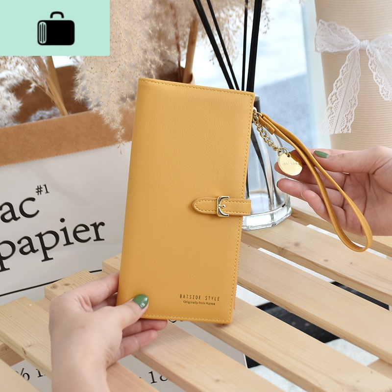 秋冬新款韩版长款钱包女日韩ins小清新大容量手机包手拿包潮NEW LAKE TQ821-3长款黄色
