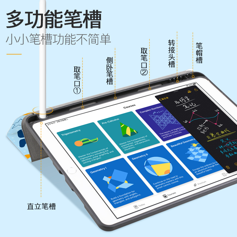 zoyu 2021新款iPad9保护套带笔槽苹果平板电脑爱派2020超薄硅胶卡通七/八九代三折轻薄ipad7防摔软壳