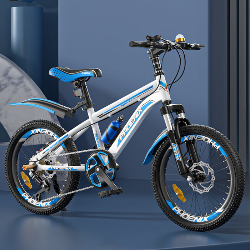 凤凰(PHOENIX) 20寸 7速山地自行车-霸道 (辐条轮)蓝白高清大图