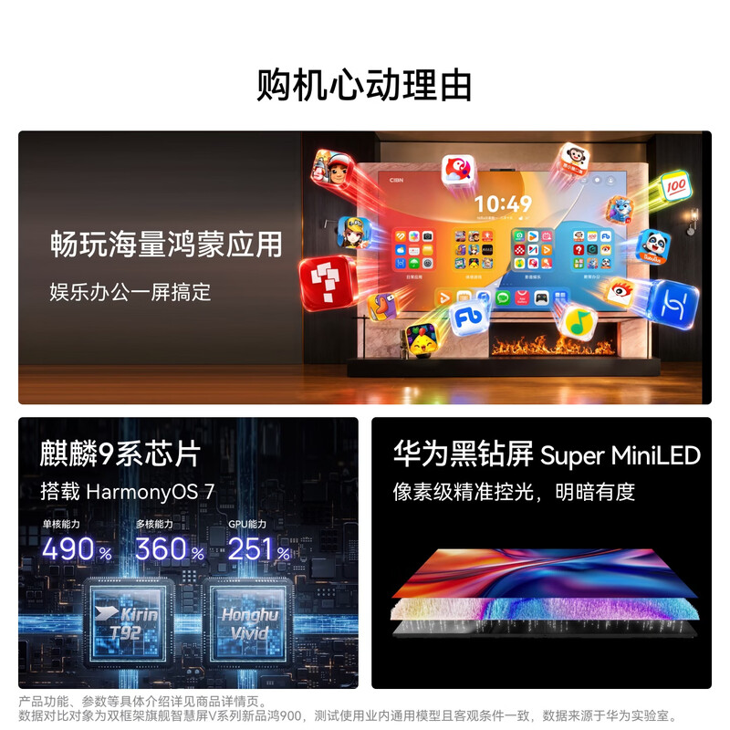 华为智慧屏 MateTV 2 85英寸 麒麟9系旗舰芯片娱乐畅玩 一级能效智能平板超薄艺术液晶平板电视机高清大图