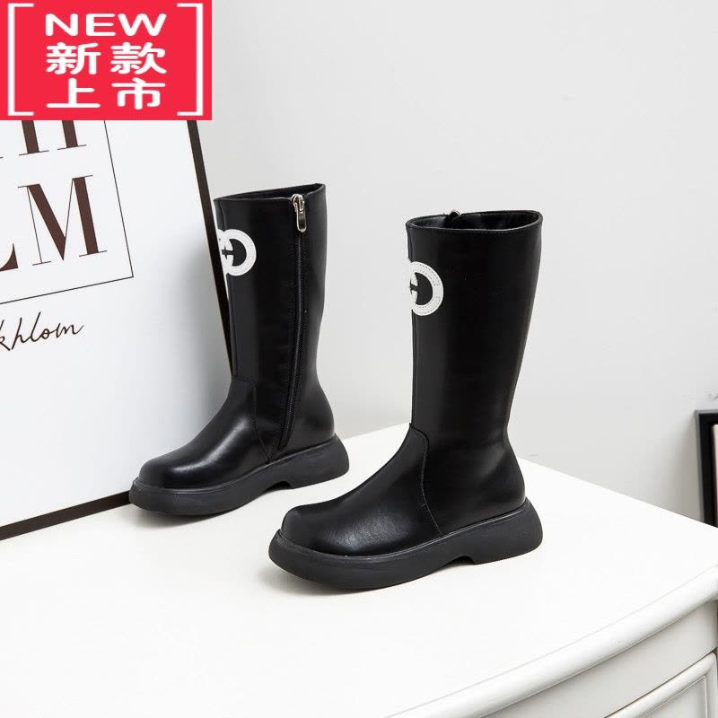 可莉允C家洋气小香风靴儿童靴女童欧版高筒中长靴长筒马丁加绒靴子图片