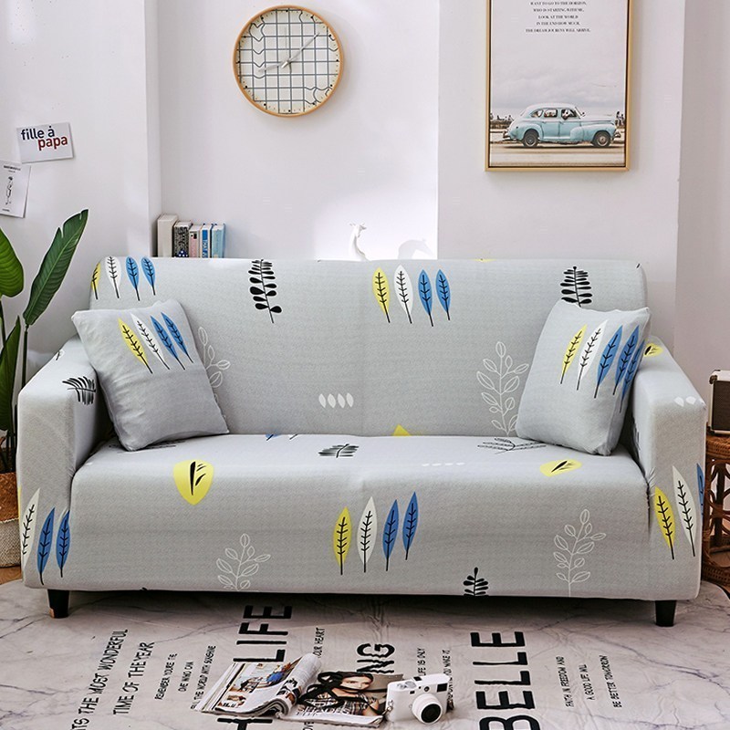 沙发套懒人简约沙发套罩四季通用全包卐能套罩全盖布艺 一叶之秋【送抱枕套】 M码(沙发长145-185cm适用于双人沙发)
