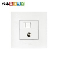 公牛(BULL)插座装饰开关 86型电视电话二位插座闭路电视插座面板G01纹理白 G01T213