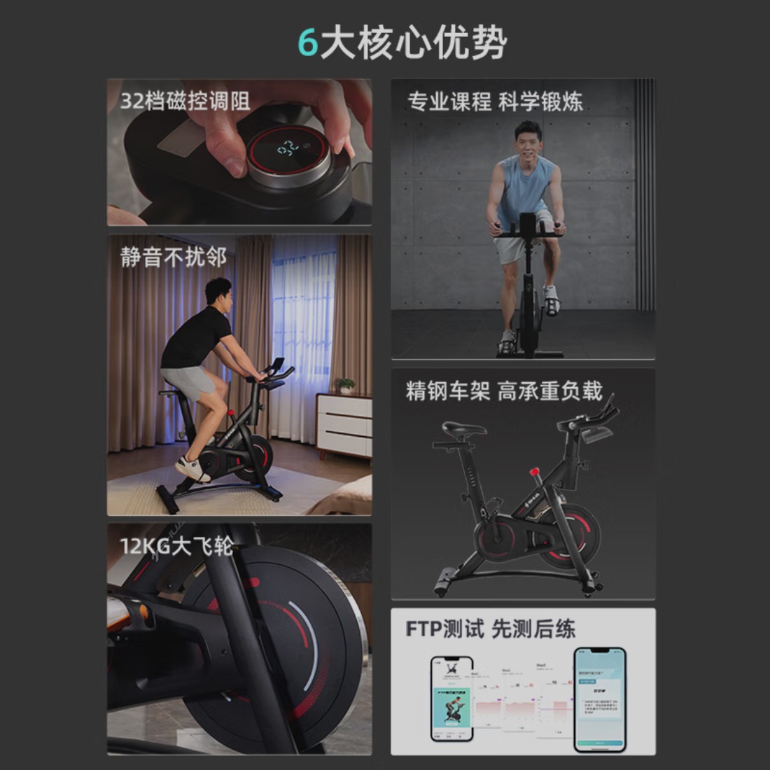 舒华(SHUA)卫士Lite动感单车家用智能调阻减肥健身车2025年新款B382-6.5kg高清大图