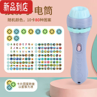 真智力儿童投影手电筒发光玩具男孩宝宝睡前故事早教识图卡片恐龙动物图 随机1色投影手电筒-10卡80图