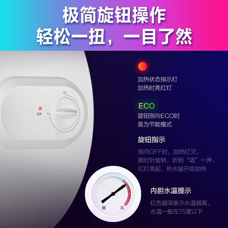 美的(Midea) 华凌电热水器 大功率家电速热节能省电安全加长防电墙 F4021-Y1 40L 2200W
