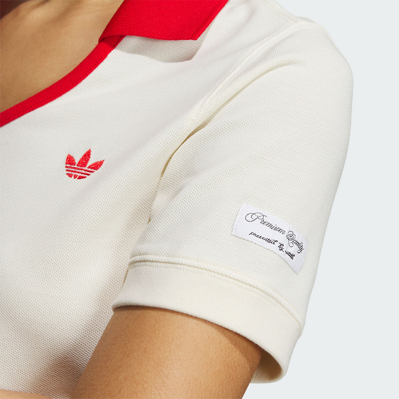 adidas阿迪达斯三叶草翻领T恤女高腰露脐短款短袖POLO衫 IN1082