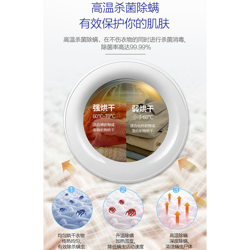 金帅(JINSHUAI) KDV80-116 8公斤 全自动滚筒干衣机 杀菌除螨 立体智能健康小型烘干机 只干不洗白色