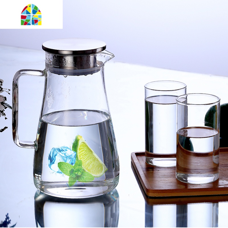 可高温冷水壶玻璃水壶家用茶壶凉白开水杯套装大容量 FENGHOU C026_1500ML绿色凉水壶高清大图