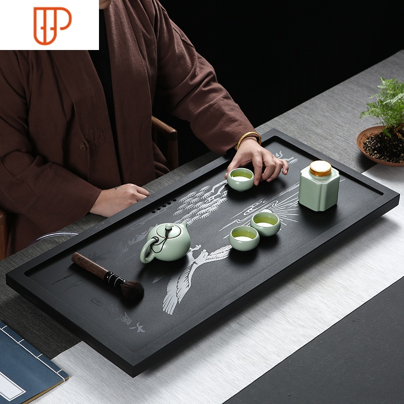 乌金石茶盘套装整块家用石头大茶台托盘茶海简约功夫茶具茶盘 国泰家