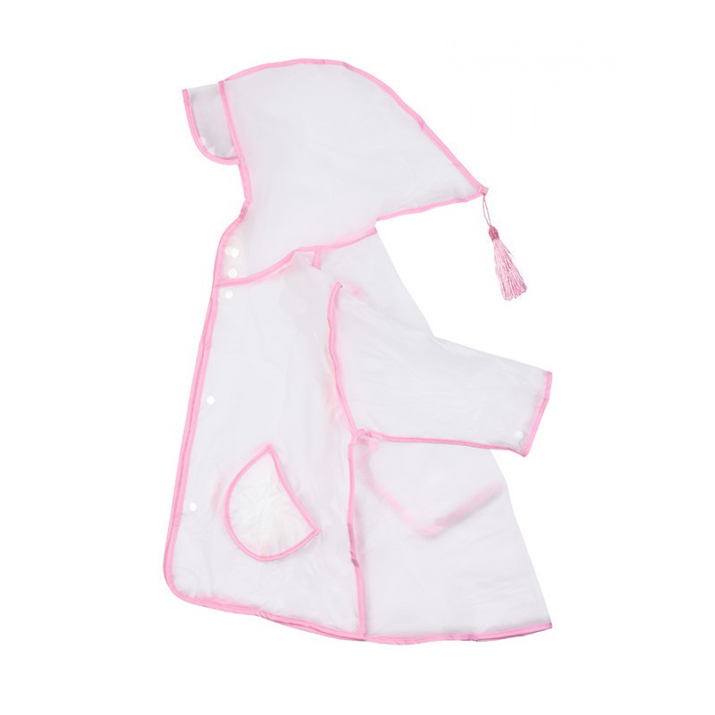 美帮汇儿童雨衣女童宝宝雨披幼儿园男童透明雨衣防水中小童学生小孩雨披 粉色S