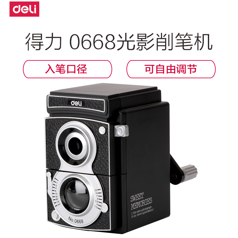 得力(deli)0668手摇卷笔刀大口径削笔机儿童三角铅笔削笔器多功能素描彩铅大号可削粗杆铅笔旋车绞铅笔刀2个