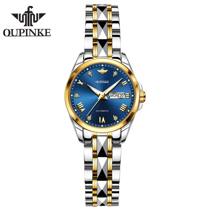 新款瑞士品牌欧品客手表女全自动机械表女士防水夜光精钢表带风靡时尚