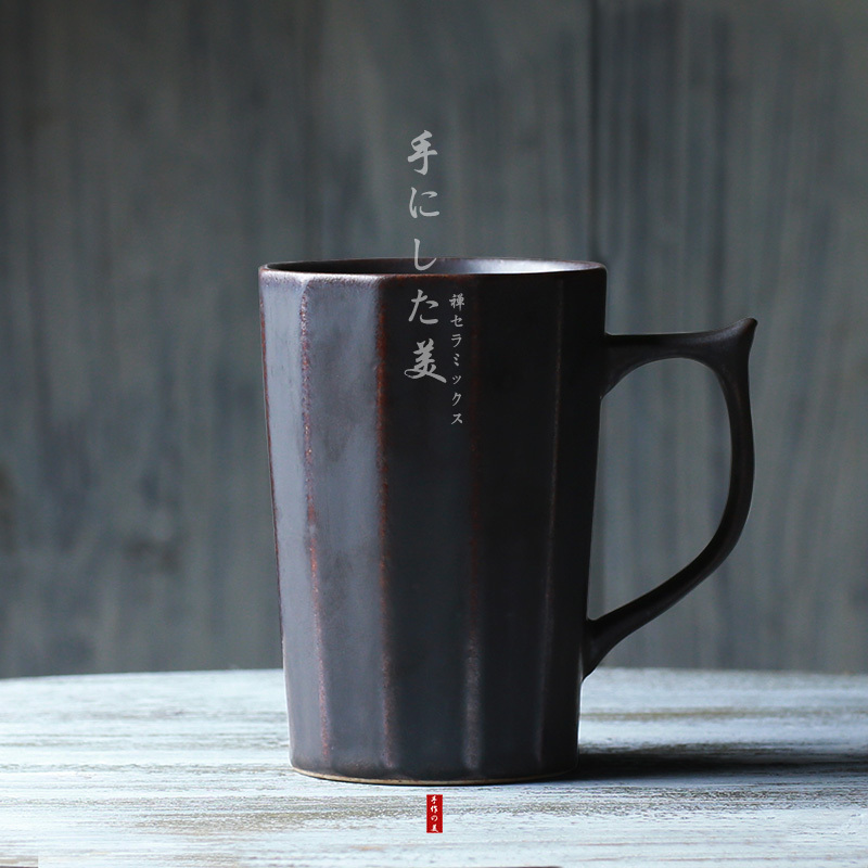 禅意复古马克杯子办公室个性水杯手工陶瓷杯可爱情侣杯时尚咖啡杯