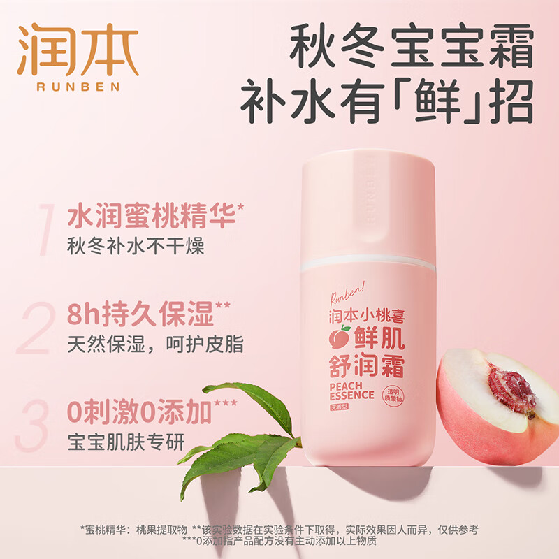 润本(RUNBEN)润本小桃喜鲜肌舒润霜50g(按压瓶)-2023版高清大图