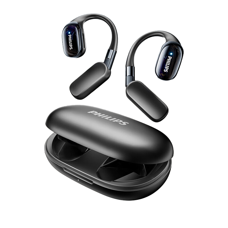 飞利浦(PHILIPS)蓝牙骨传导概念真无线挂耳式开放式不入耳夹式运动跑步长续航高端降噪通用TAT5739-黑色高清大图