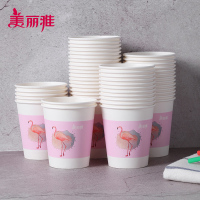 美丽雅 家用一次性纸杯加厚pe材质耐高温无异味简语纸杯228ML*50只入