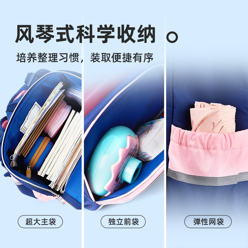 星空蓝书包 [正版]全品小学生悬浮减重护脊书包一二三四五六年级男女孩儿童双肩包防水耐脏大容量耐磨多隔层