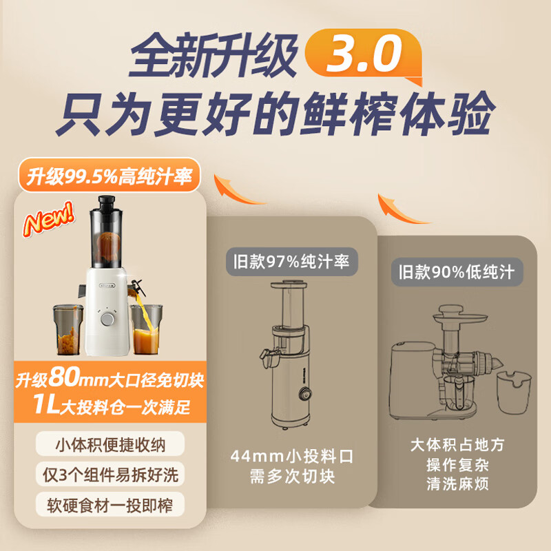 小熊(Bear)榨汁机 原汁机渣汁分离 多功能家用全自动冷压榨果汁橙汁压榨器果蔬机高清大图