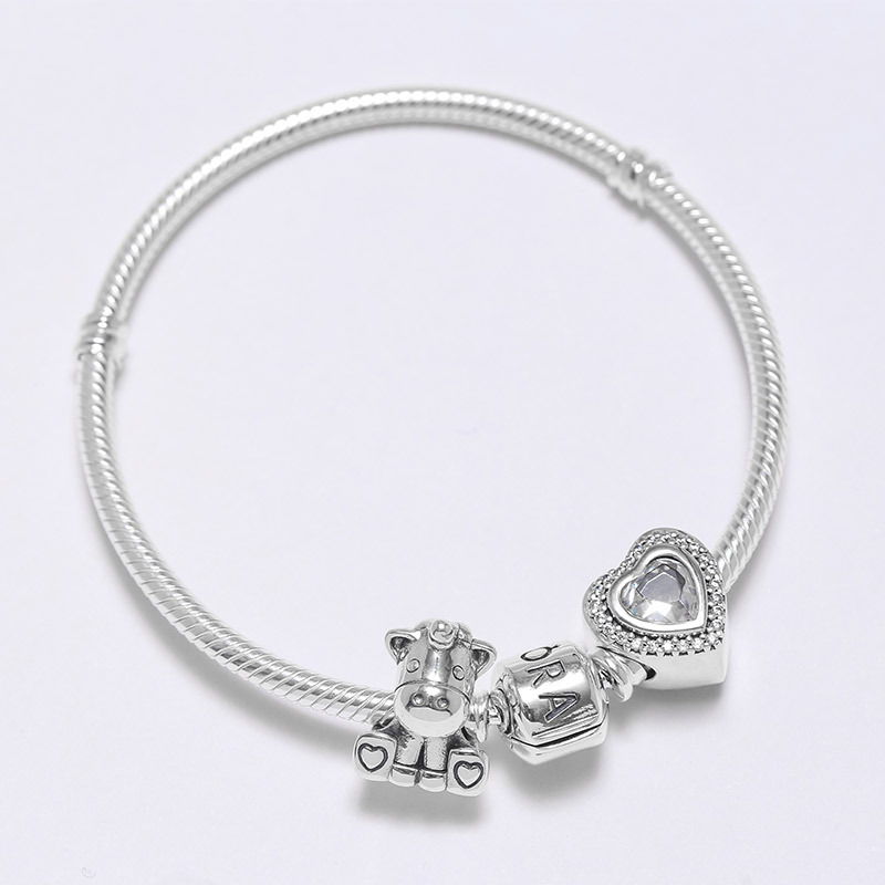 pandora潘多拉银白色独角兽布鲁诺925银成品套装手链