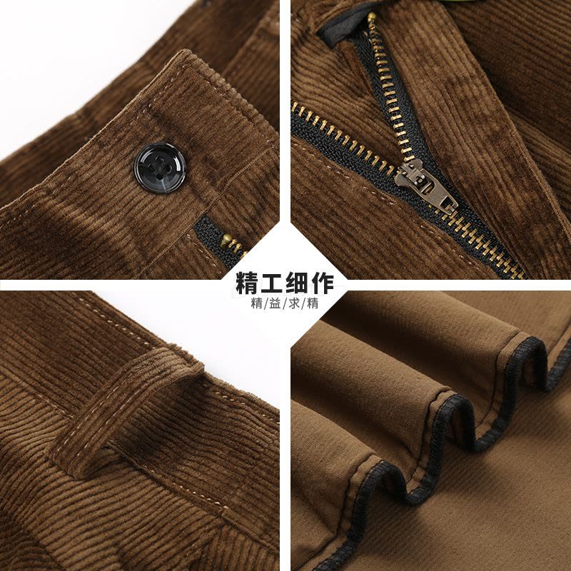 恒源祥中年爸爸秋冬季休闲裤子中老年人加绒加厚款灯芯绒条绒男裤图片