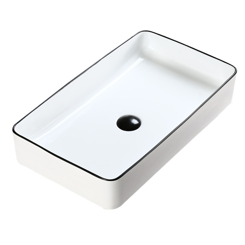 北欧陶瓷洗手盆简约台上盆方形黑色面盆家用卫生间小号艺术洗脸盆安心