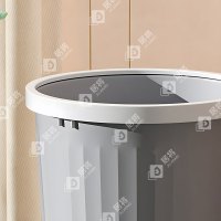 居将 JJ4022212 塑料压圈垃圾篓客厅大容量无盖大口径垃圾桶 灰色小号8L
