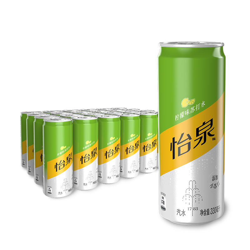 怡泉 schweppes 无糖零卡 柠檬味 苏打水 汽水饮料 330ml*24罐(30箱起