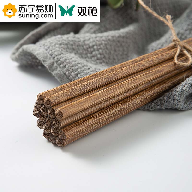 双枪(Suncha) 无花纹鸡翅木原木筷XK1501 24cm 10双/套高清大图