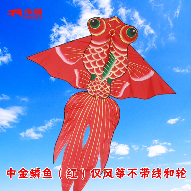 金鱼风筝微风易飞儿童成型新款潍坊风筝水晶线轮套装创意 三维工匠 中金鳞鱼红仅风筝高清大图