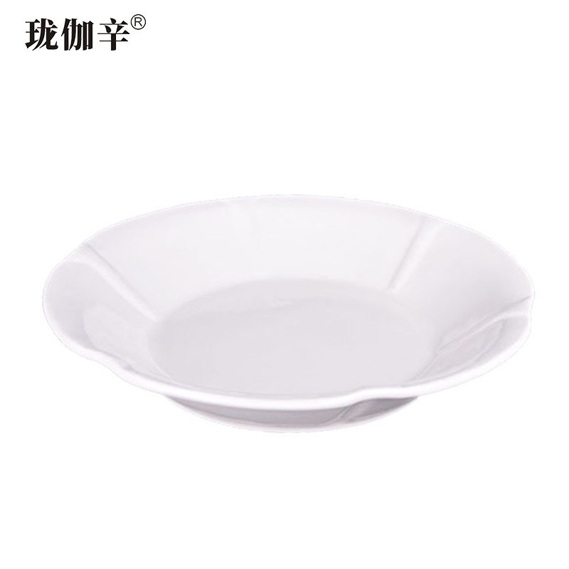 珑伽辛 白色陶瓷玉兰碗浅碗 12英寸英寸/个高清大图