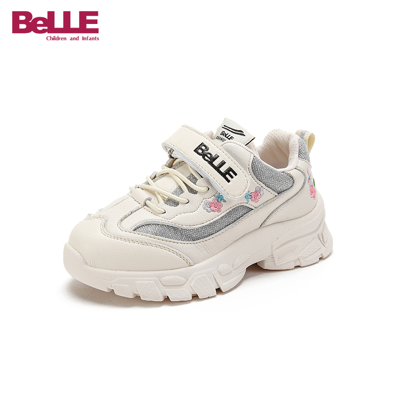 belle百丽童鞋女童运动鞋春季中大童时尚老爹鞋儿童绣花休闲鞋跑步