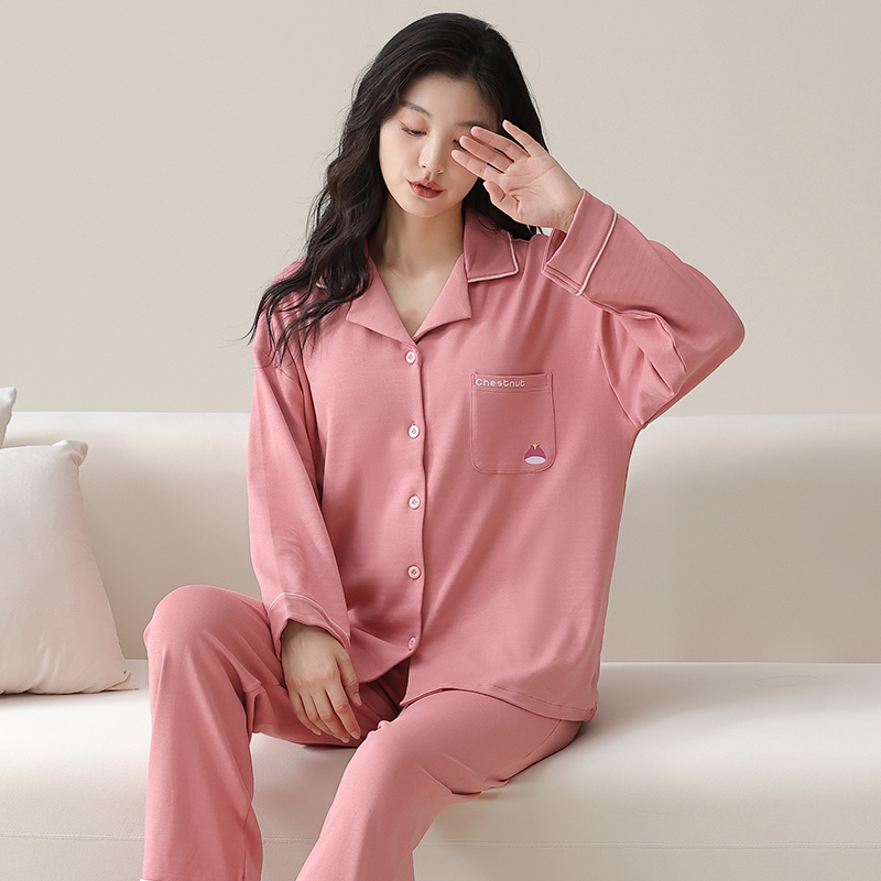 浪莎睡衣女春秋季纯棉长袖可外穿家居服开衫秋款月子孕妇休闲套装