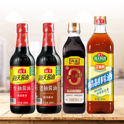 海天生抽酱油500+老抽酱油500+丹玉香醋500+料酒800