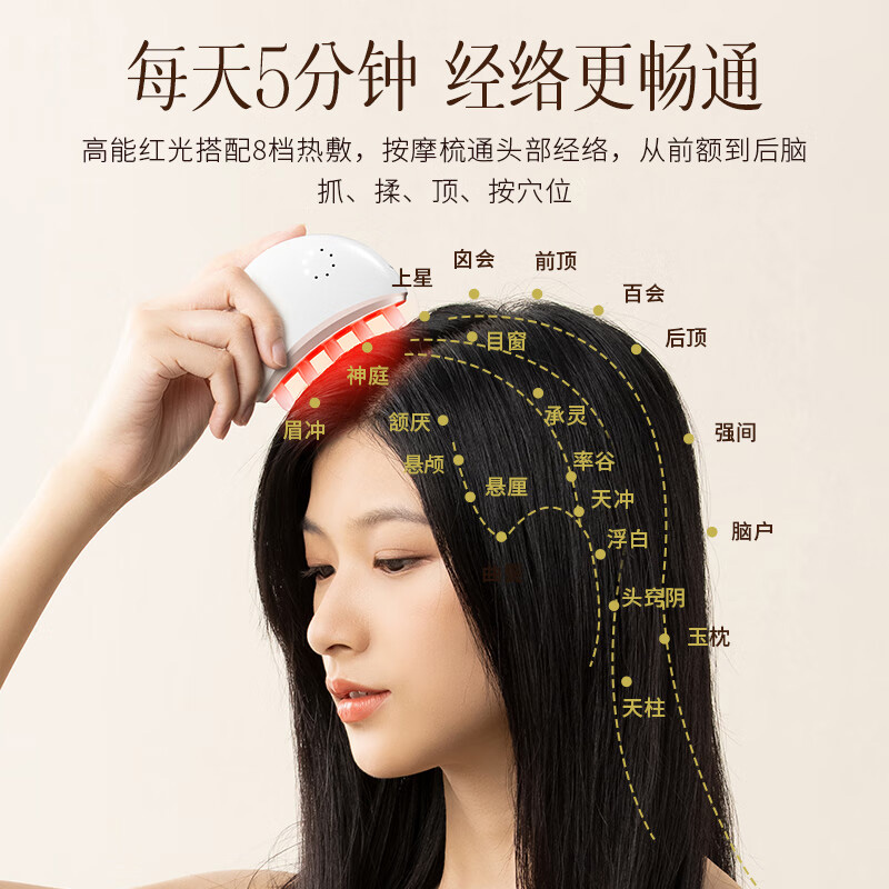 科爱元素小月梳头皮按摩红光热敷久梳不累手小巧轻便CI171A高清大图