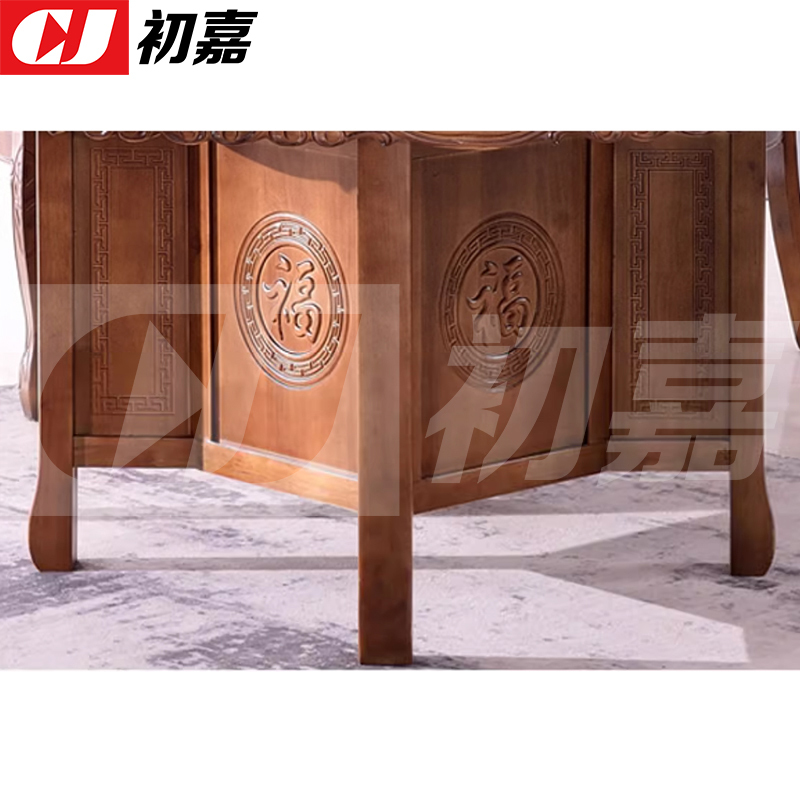 初嘉(CJ)实木圆餐桌现代餐桌椅组合1.8米圆桌10把餐椅