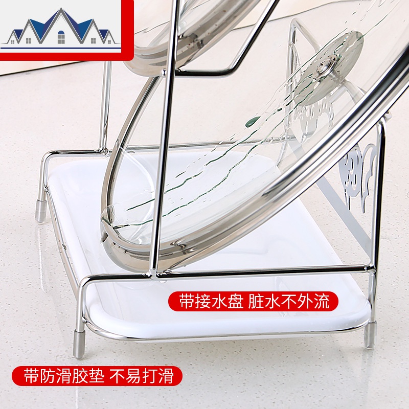 304不锈钢大锅盖架壁挂式免打孔厨房置物架家用免钉挂墙超大锅架 三维工匠高清大图