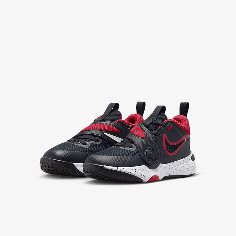 儿童 Nike Team Hustle D 11 轻便耐磨 低帮 儿童篮球鞋 黑红 DV8994-003