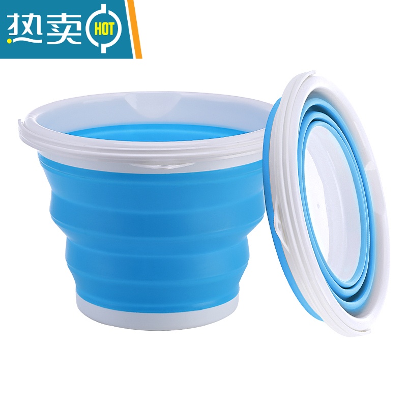 敬平可折叠水桶加厚耐用手提家用大容量桶便携户外钓鱼小桶洗车塑料桶 中号[橙色]送挂钩1个高清大图