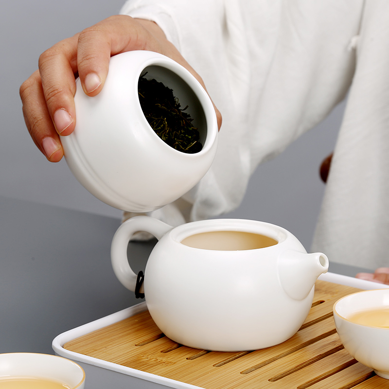 常生源 旅行茶具套装 便携陶瓷功夫茶具 办公室 一壶四杯 带茶盘茶叶罐茶夹茶巾 手提包 祥云如意套组高清大图