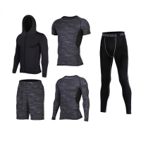 秋冬季健身服男五件套运动套装长袖速干篮球服紧身衣跑步服健身房