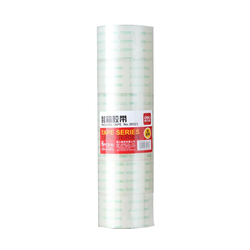 得力(deli) 30323 高品质高透明封箱胶带打包胶带 60mm60y50um 6卷筒